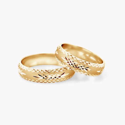 Obrączki ślubne: złote, półokrągłe, 5 mm